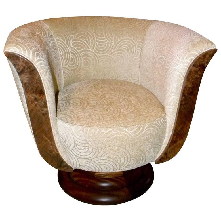 Pair of French Style Art Deco Swivel Chairs For Sale at 1stdibs