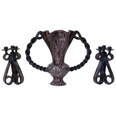 Vase et chandeliers Marius Giuge, Vallauris, France, vers les années 1950