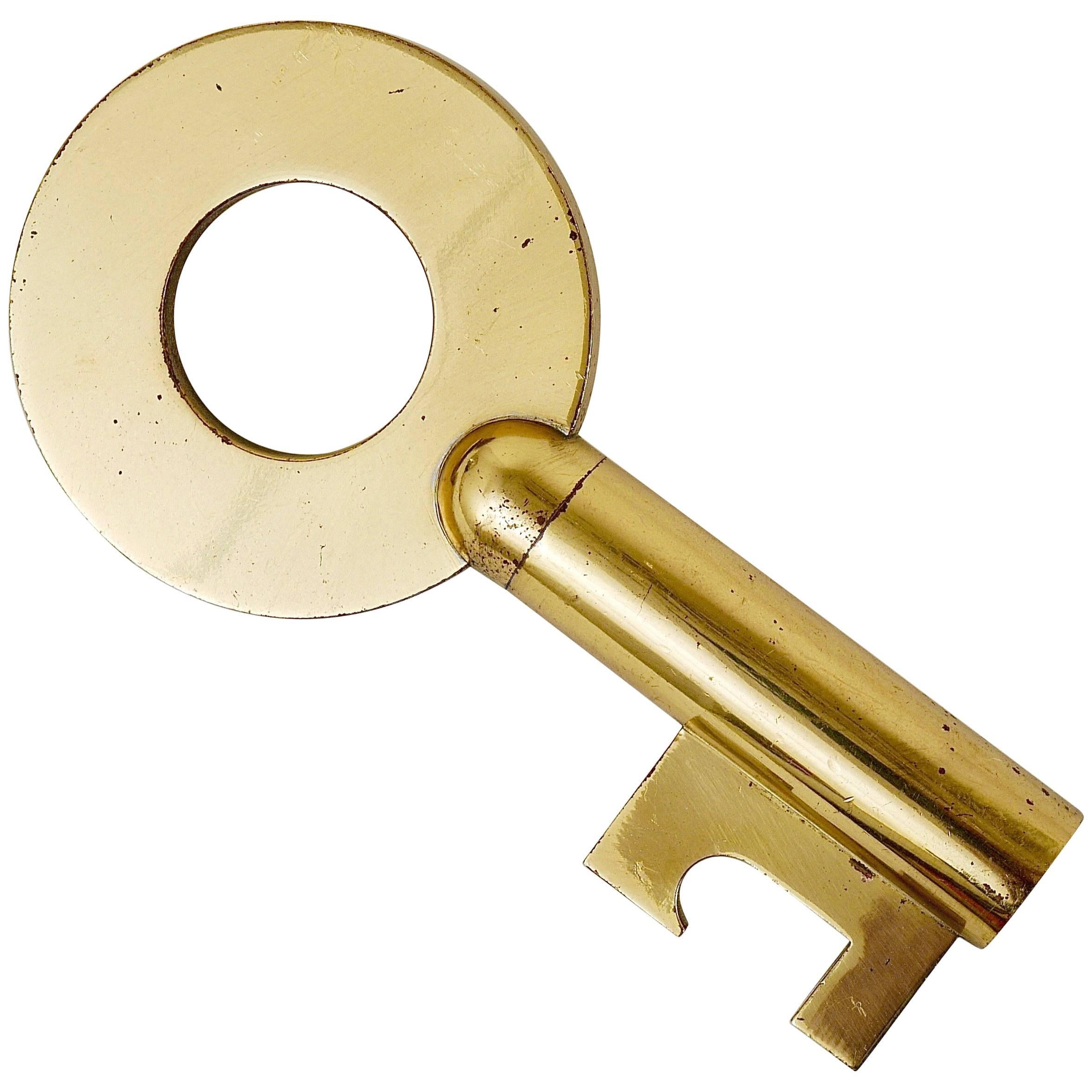 Carl Auböck Large Brass Key Cork Screw, Bottle Opener, Rare Model, Austria