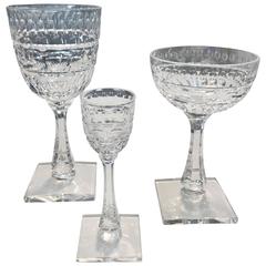 Set of 36 Antique Hawkes Stemware Glasses