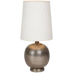 Bulbous Form Nickel Table Lamp, French, 1930s 5