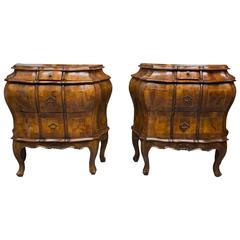 19th Century Pair of Italian Rococo Style Walnut Commodes 7