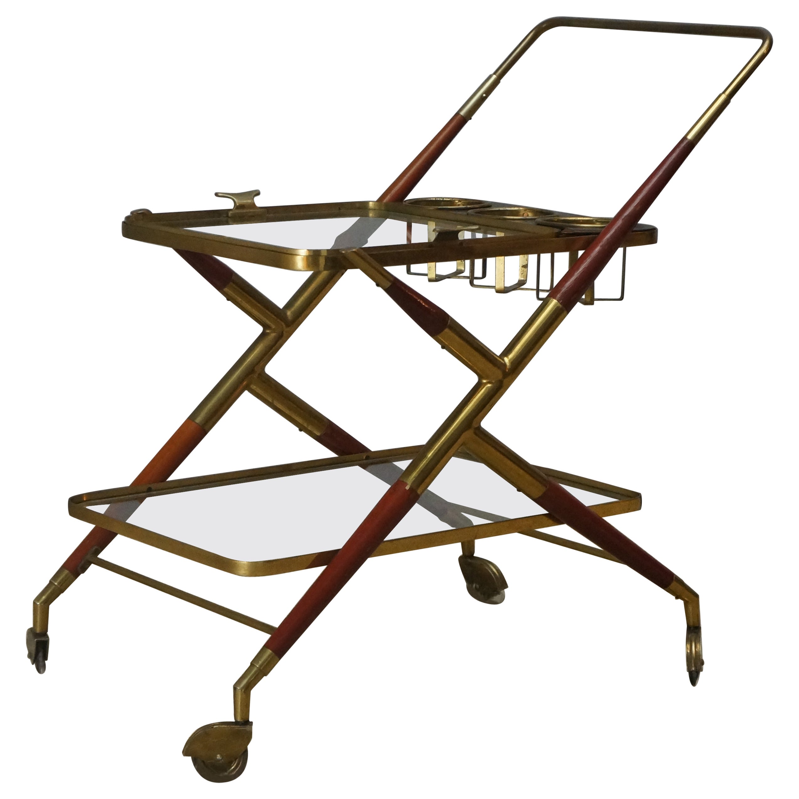 Liquor trolley by Cesare Lacca - brass and rosewood