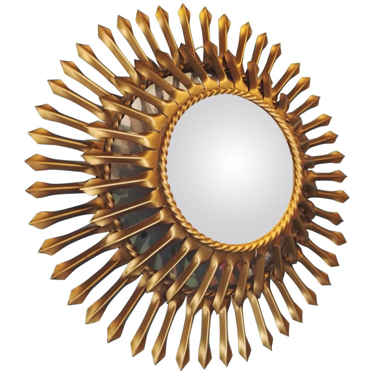Fantastic Brass Chaty Vallauris Sunburst Mirror, circa 1960