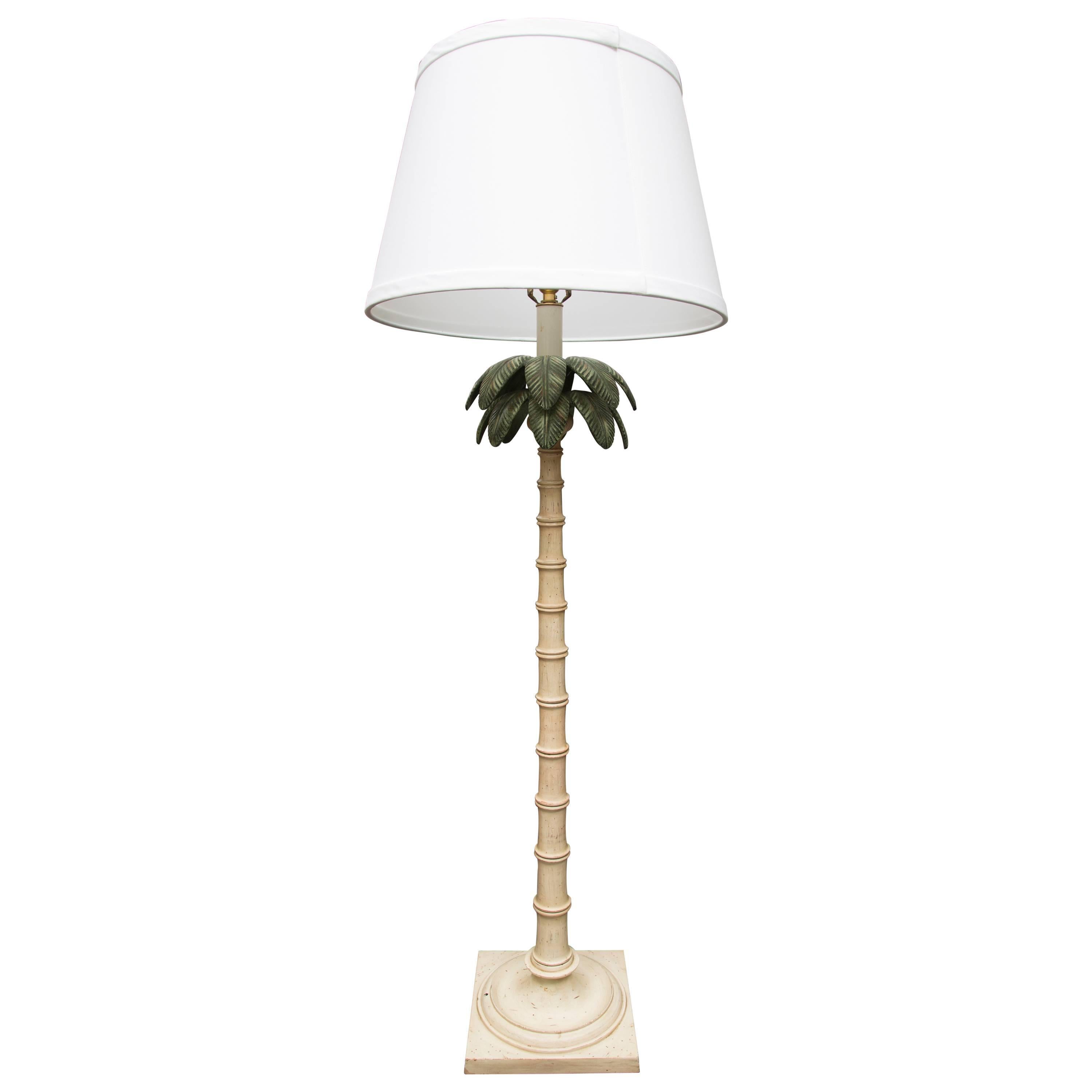 Polychromed Tole Palm Tree Floor Lamp