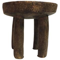 Antique African Carved Four-Leg Milking Stool