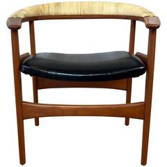 Rare Arne Hovmand-Olsen Cane Back Teak Armchair