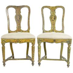 Pair of Venetian Painted Side Chairs