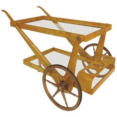 1960s Aldo Tura ‘Milano’ Two-Tiered Goatskin Tea Trolley or Bar Cart 4