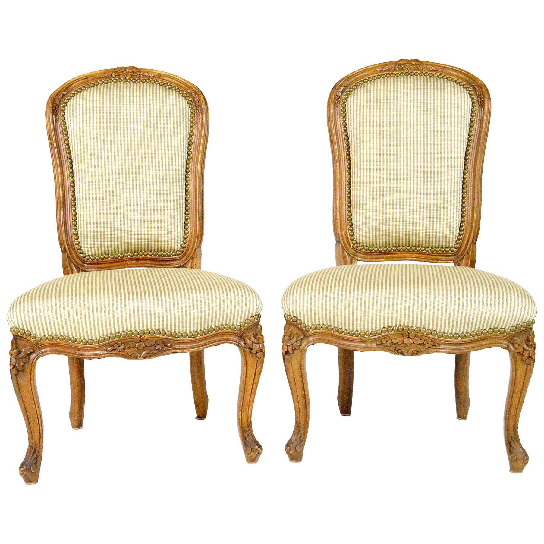 Pair of Louis XV Style Fruitwood Slipper Chairs For Sale
