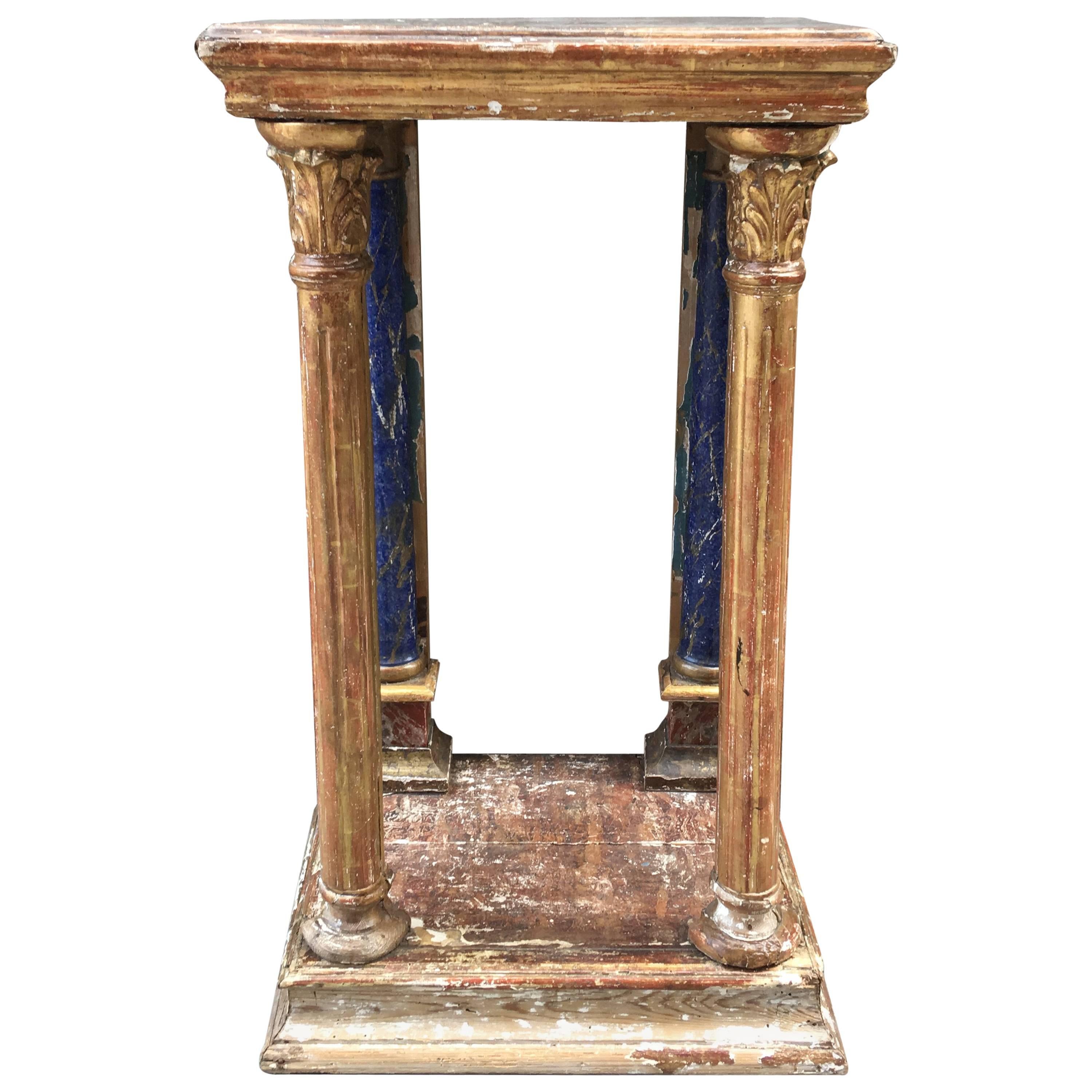 Italian Gold Gilt and Painted Pedestal from the Early 20th Century