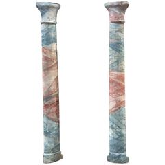 Pair of Faux Painted White Pine Columns from the Early 19th Century