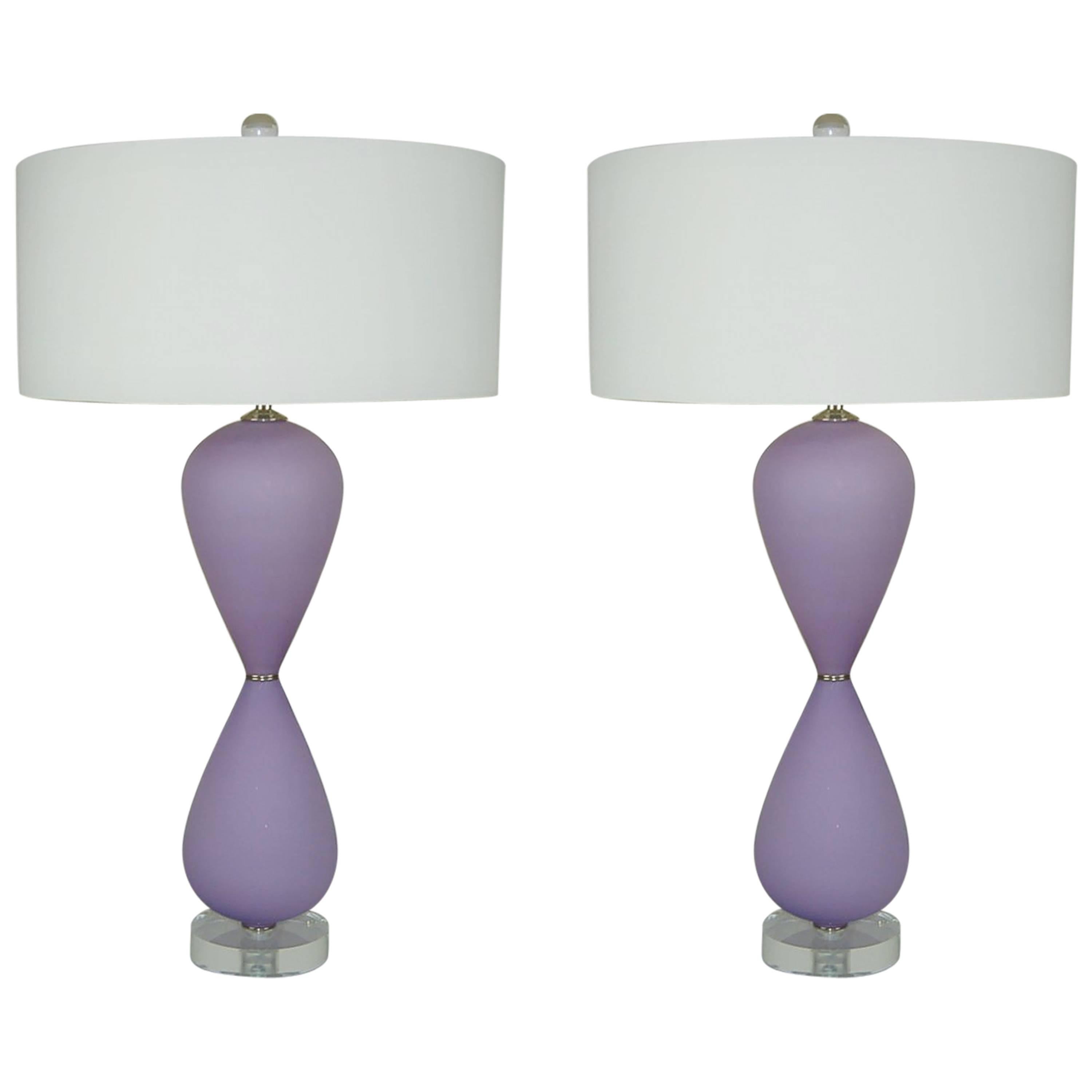 Lavender Murano Vintage Table Lamps For Sale