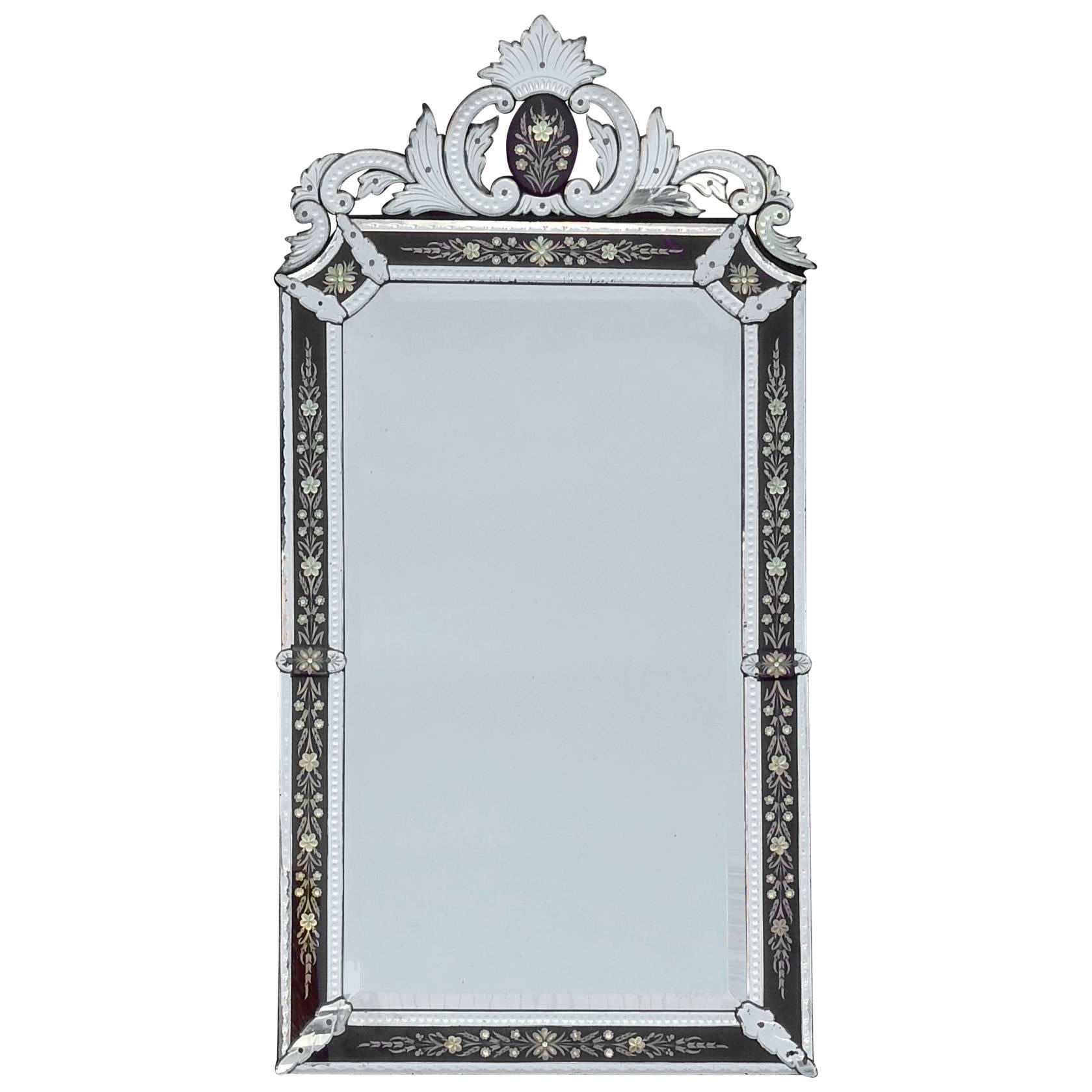 Venitian Mirror Napoleon III Has Front Wall with Colored Red Frame, 1880-1900