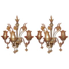 Pair of Sconces of Light, Crystal of Murano with Gold Inside, 1950-1970 9