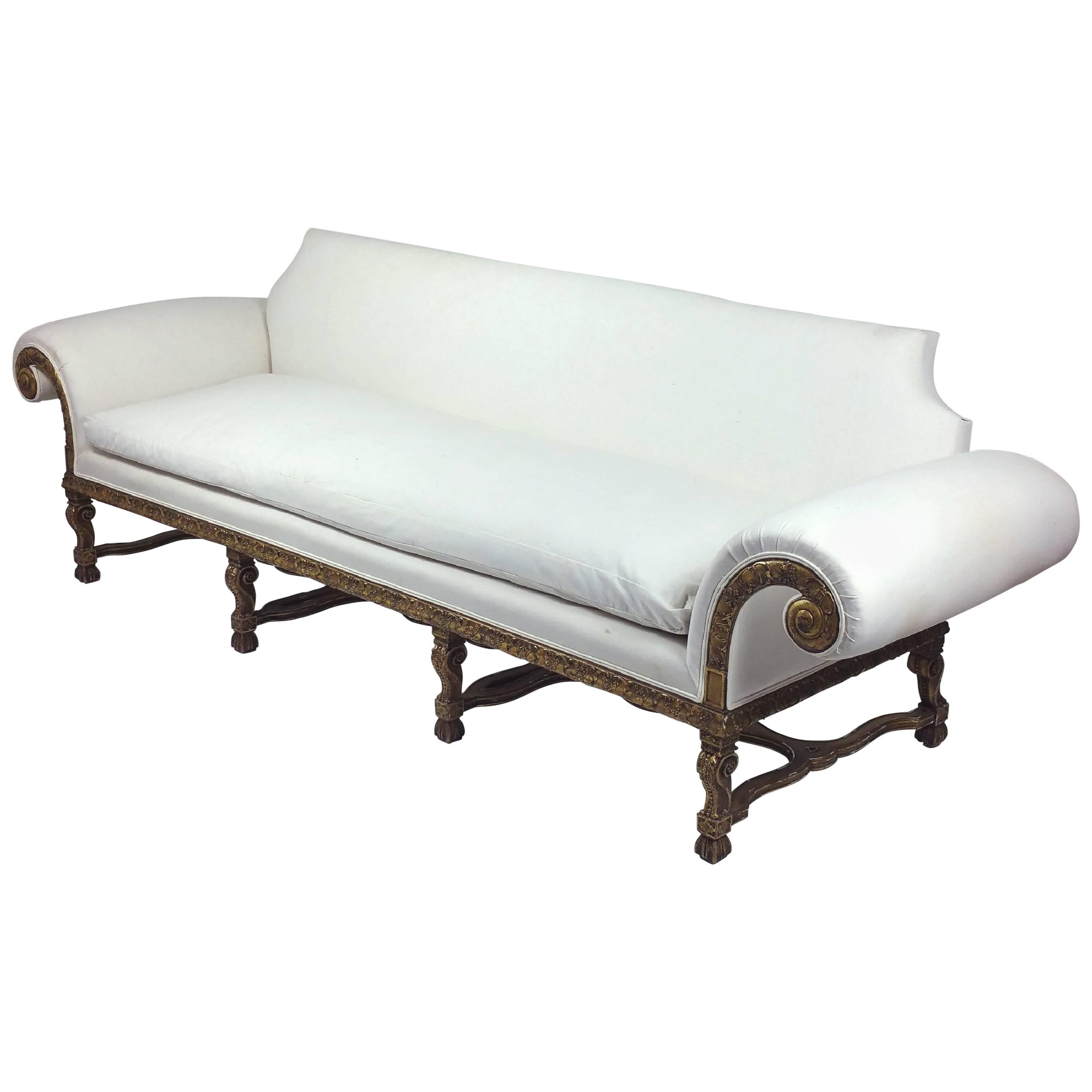 19th Century William and Mary Styled Carved Giltwood Settee