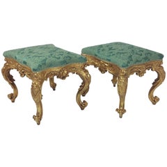 Fine Pair of French Carved Giltwood Stools