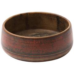 Antique Asian Red Lacquered Wood Bowl 2