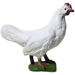 French Terracotta White Hen Bavent, circa 1920