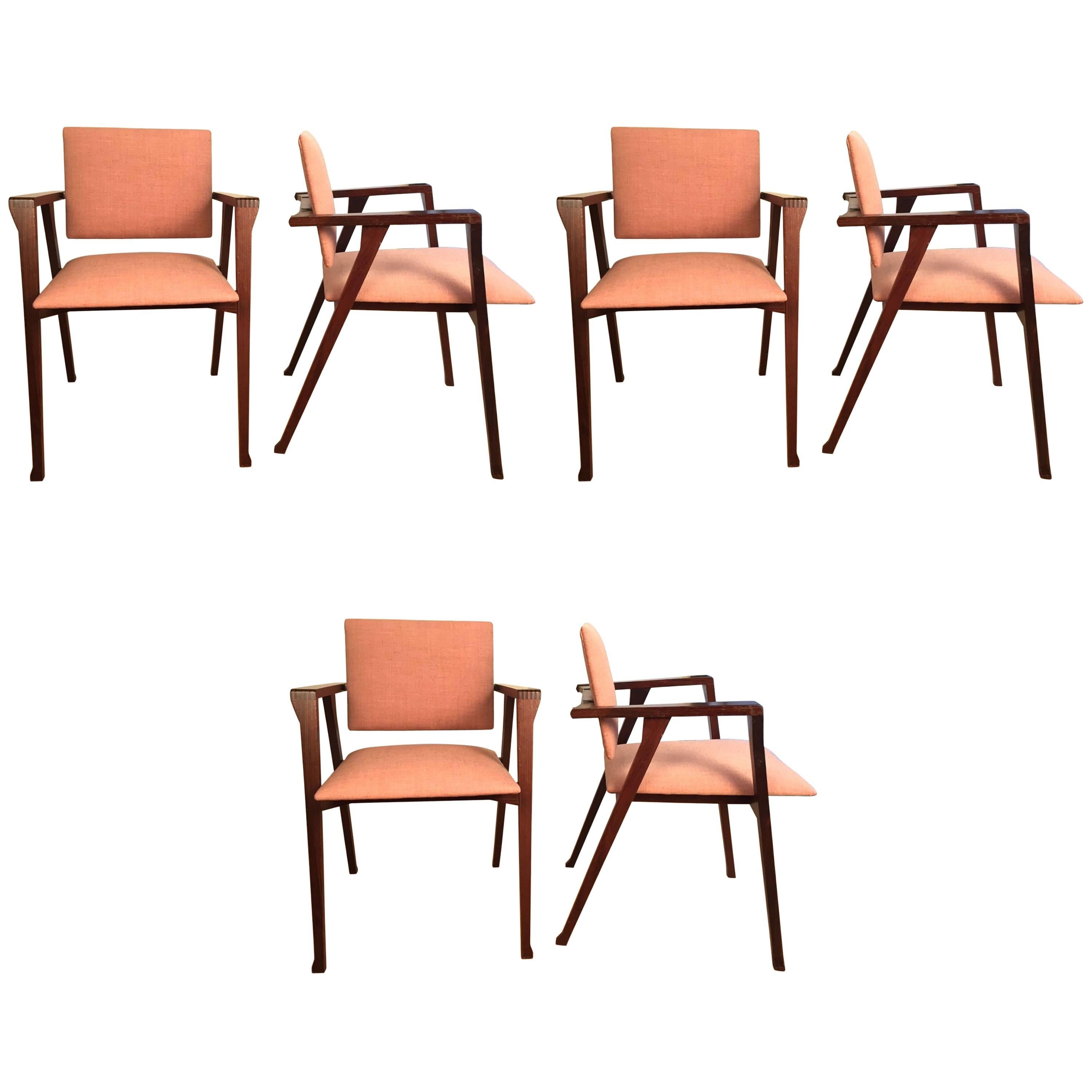 Set of Six  "Luisa” Chairs by Franco Albini for Poggi