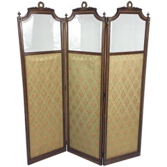 19th Century French Carved Walnut and Gilt Three-Fold Screen