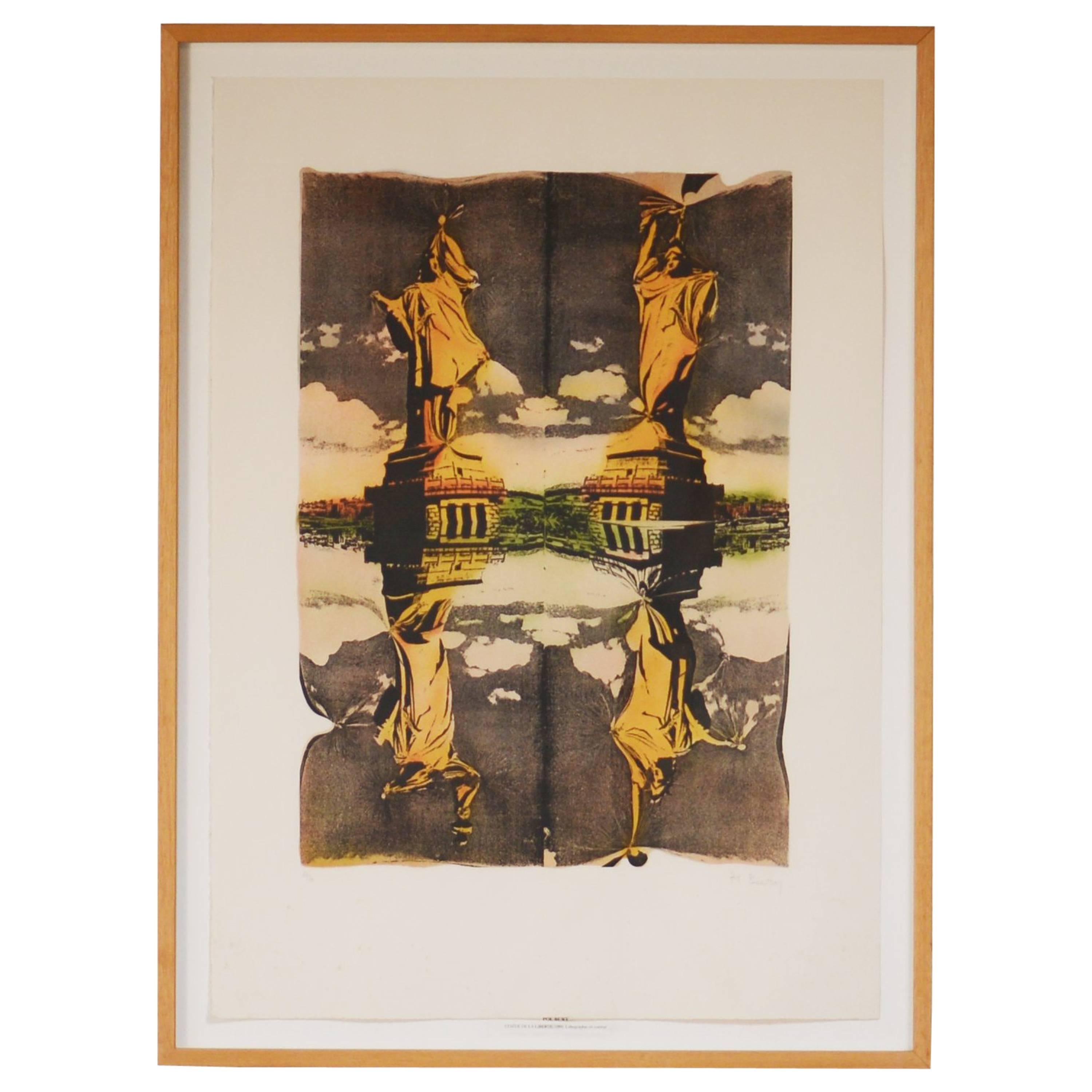 Pol Bury, Statue of Liberty 1991, Signed and Dated Lithography, Belgian Artist For Sale
