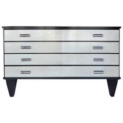Art Deco Goatskin and Ebonized Mahogany Four-Drawer Dresser 5