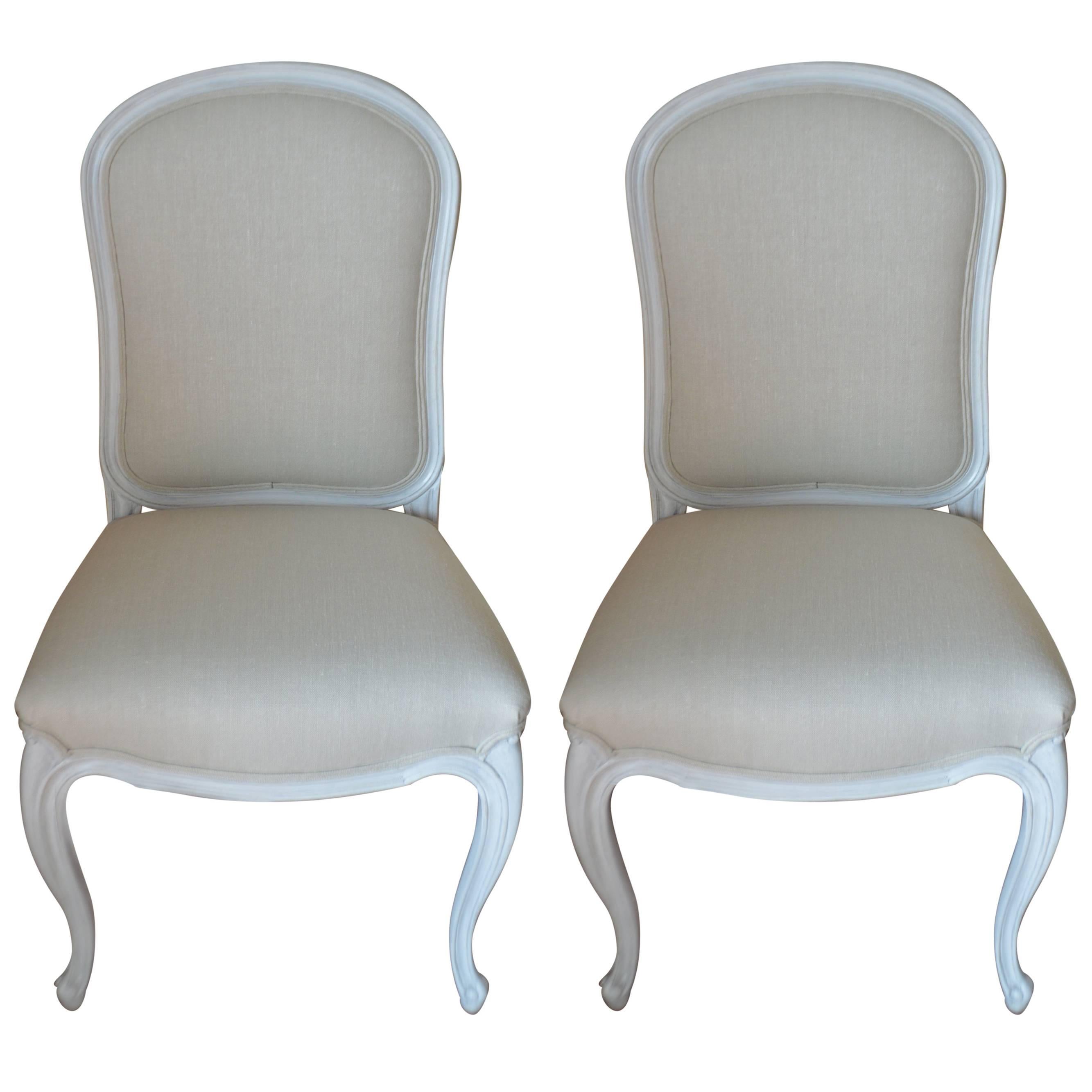 Pair of Louis XV Style Painted Side Chairs