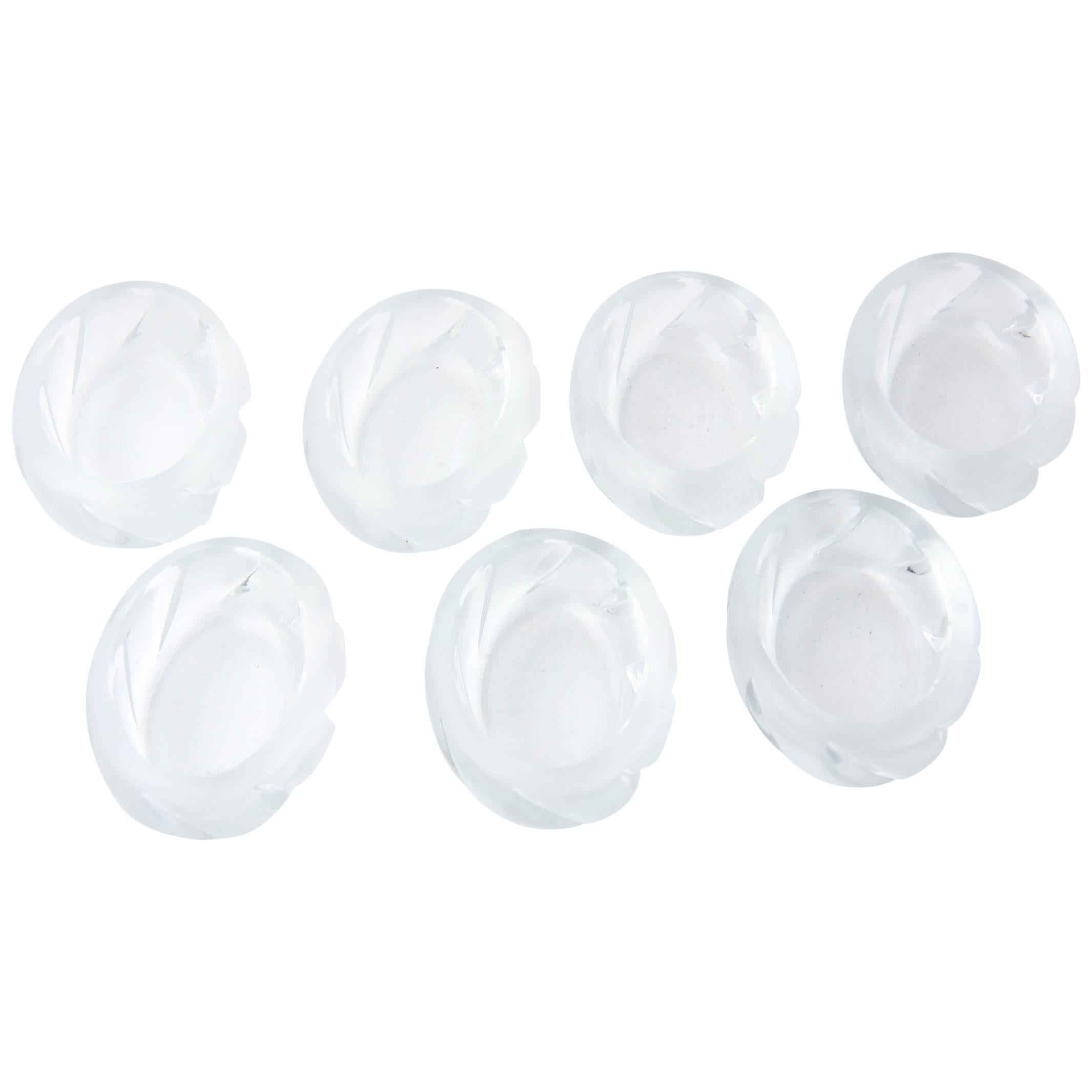Lalique Yseult Frosted Salt Cellars, Set of Seven