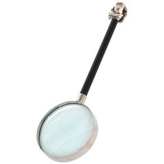 Sterling Clown Head and Wood Chrome Magnifier