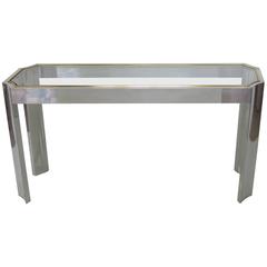 Mid-Century Modernist Aluminum and Brass Console or Sofa Table, circa 1970s 4