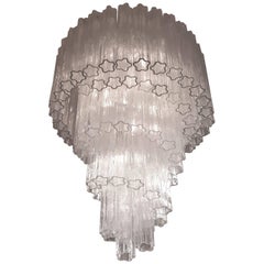 1960s , Early Venini ' Tronchi '  Massive Waterfall Chandelier ,  Italia