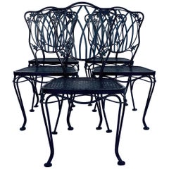 1950'S Wrought Iron Mesh Floral & Vine Chairs By Woodard-S/5