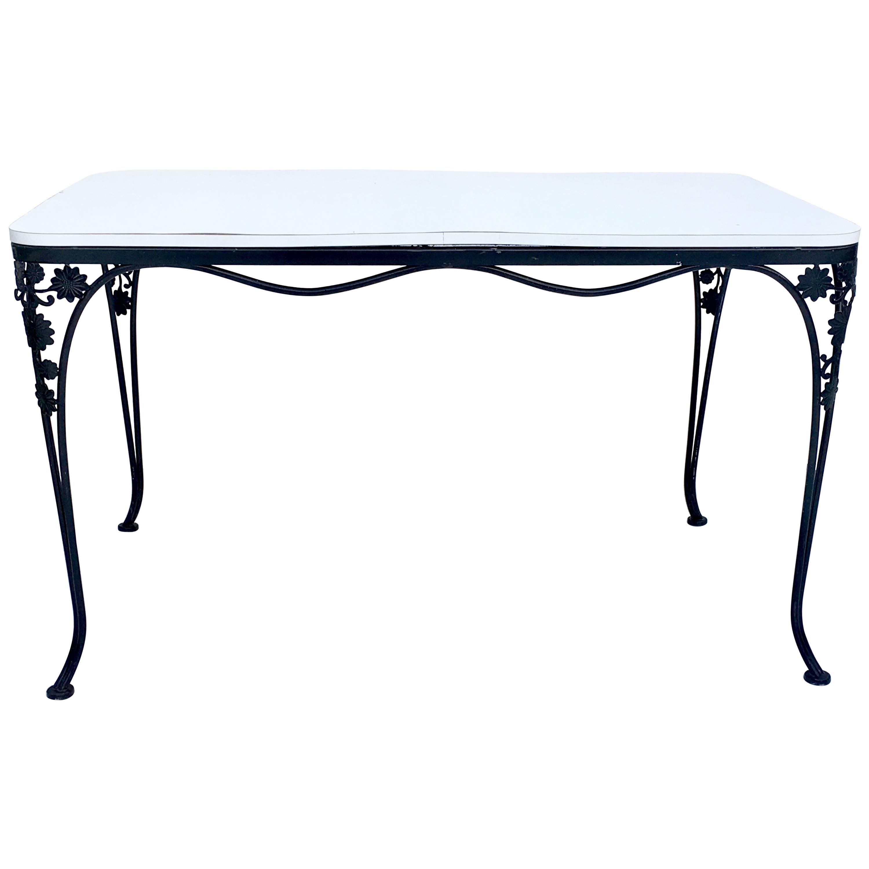 Mid-Century Iron Floral & Vine Dining Table By, Woodard