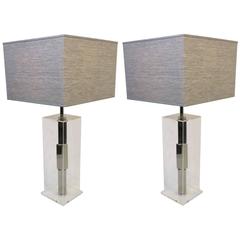 Acrylic and Chrome Table Lamps by Laurel