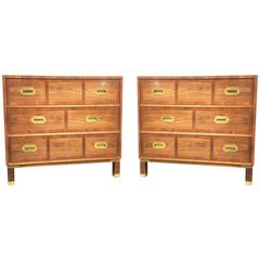 Pair Milling Road Campaign Style Bachelors Chests by Baker