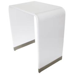 Mid-Century Modernist White Acrylic Lucite Waterfall Tall Console Table