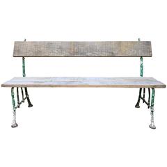 19th Century French Cast Iron and Oak Garden Bench 6