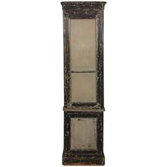 Antique Tall Black and Grey Cabinet, Original Distressed Paint