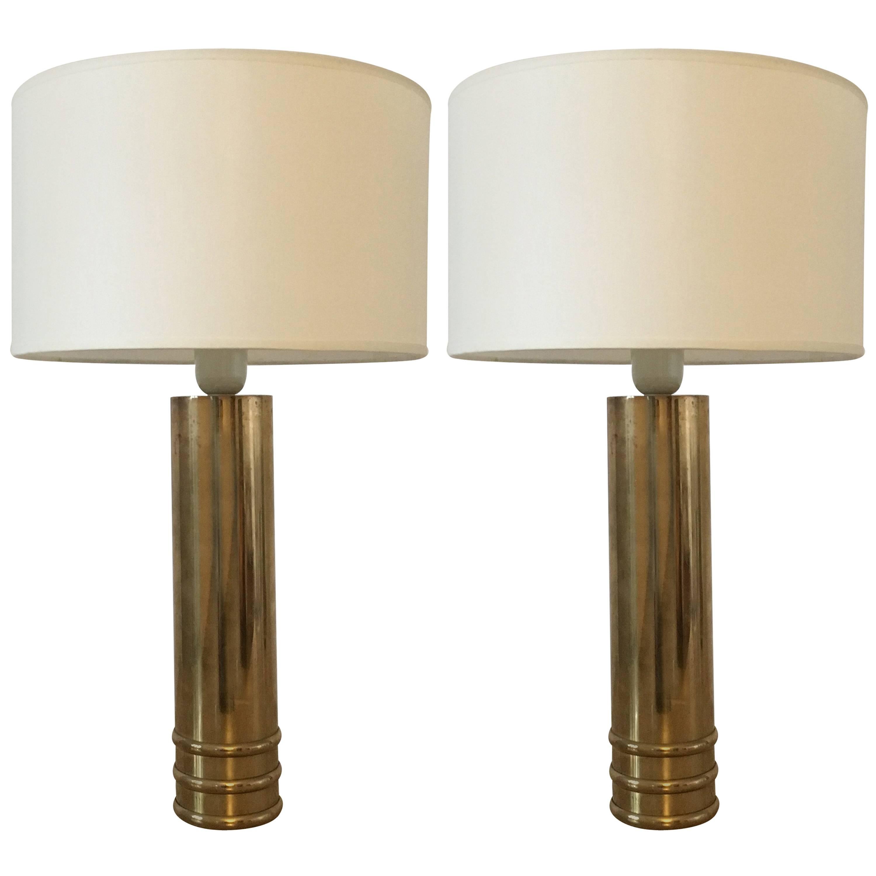 Pair of Brass Table Lamps by Bergboms, Sweden, circa 1960 For Sale