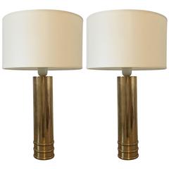 Pair of Brass Table Lamps by Bergboms, Sweden, circa 1960