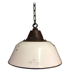 White Enamel, Cast Iron Top, Factory Pendant Light