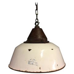 White Enamel, Cast Iron Factory Pendant Light