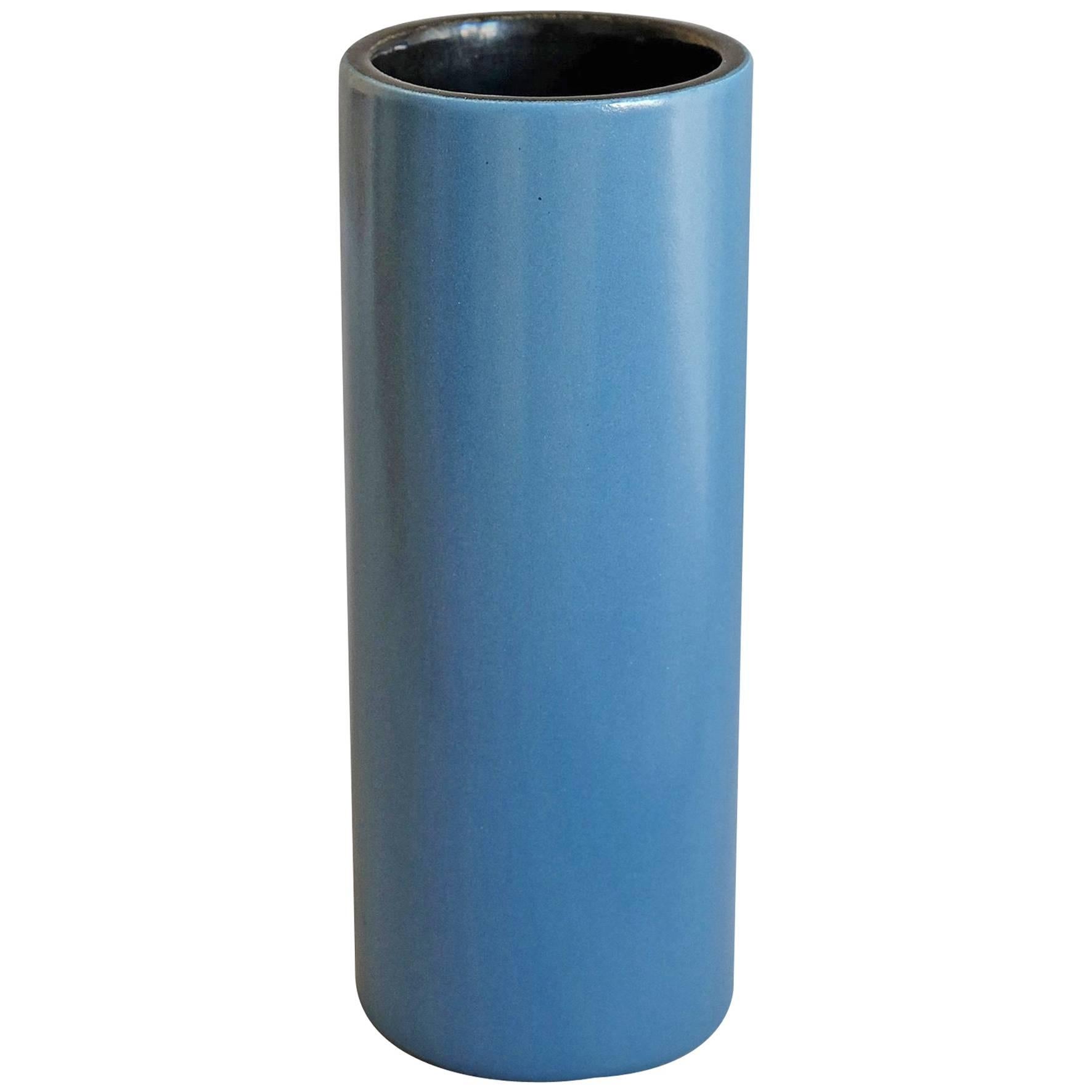 Georges Jouve, a Blue Cylinder Vase, circa 1960