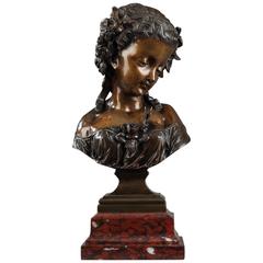 19th Century Bust of a Young Woman by Eugene-Antoine Aizelin