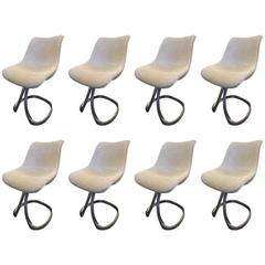 Fantastic Set of Eight Michel Charron Dining Chairs, circa 1970