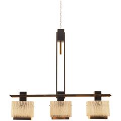 Mid-Century French Design Maison Arlus Brass and Glass Pendant amp Chandelier 4