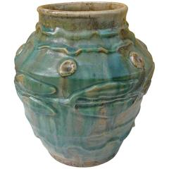 Antique 1900s Green and Yellow Glazed Ceramic Vase by Pierre-Adrien Dalpayrat