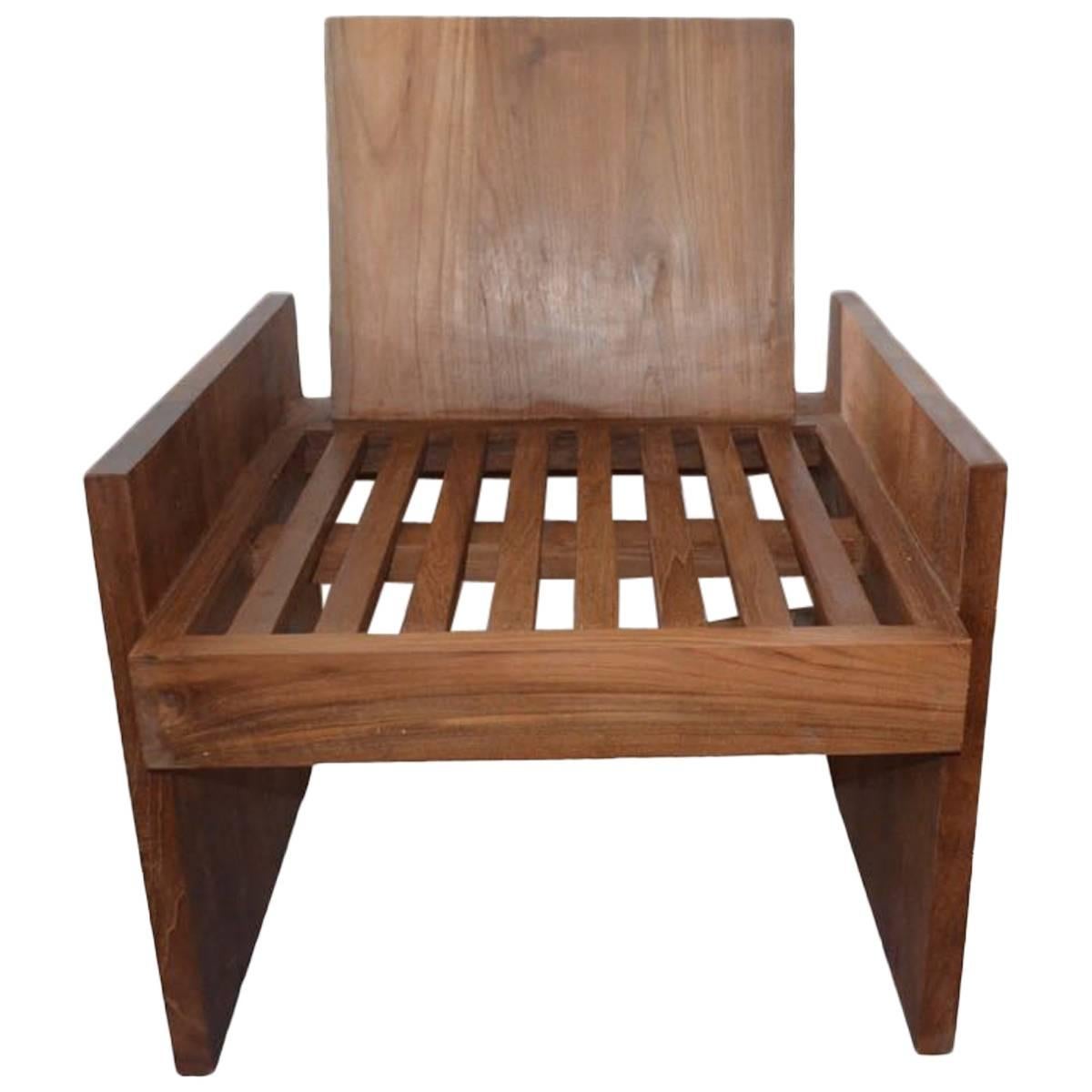 Reclaimed teak wood armchair. Part of the Spa Collection which also features sofas in the same style. Finished with a natural oil revealing the beautiful wood grain. Also available with a white wash. Full dimensions; Seat 16