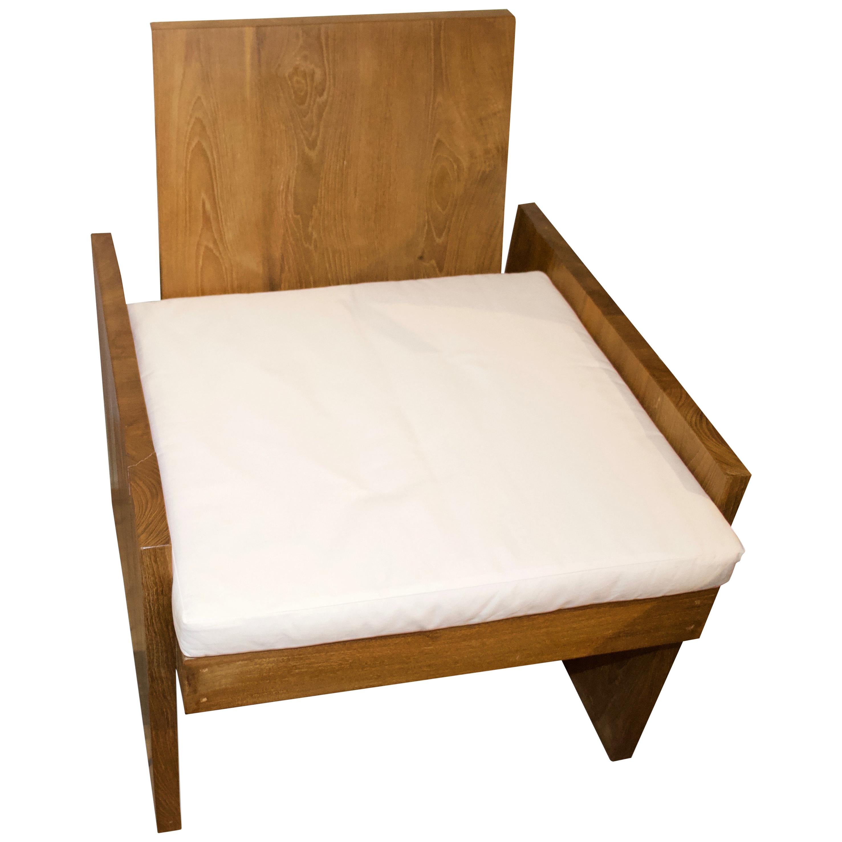 Andrianna Shamaris Minimalist Teak Wood Spa Chair For Sale